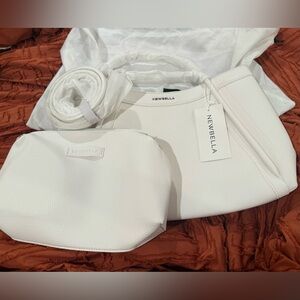 NEWBELLA Kelly Vegan Leather Tote Bag 2 Piece Set for Women NEW in White